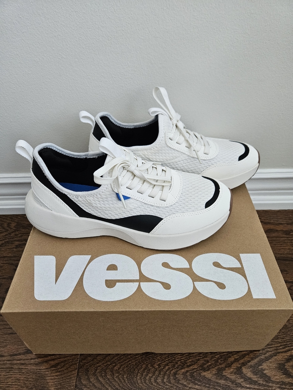 Vessi White & Black Low-Top Sneakers - Picture 1 of 11